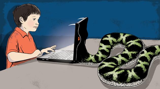 Daniel Mitchell illusztrációja az Internet veszélyei 